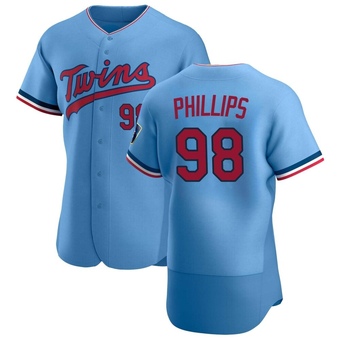 Men's Alex Phillips Minnesota Light Blue Authentic Alternate Baseball Jersey (Unsigned No Brands/Logos)