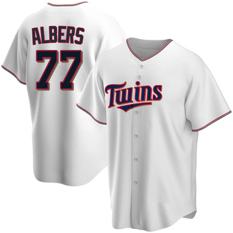 Men's Andrew Albers Minnesota White Replica Home Baseball Jersey (Unsigned No Brands/Logos)