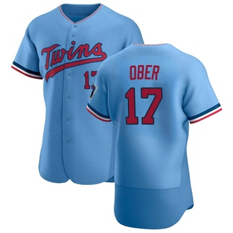 Men's Bailey Ober Minnesota Light Blue Authentic Alternate Baseball Jersey (Unsigned No Brands/Logos)
