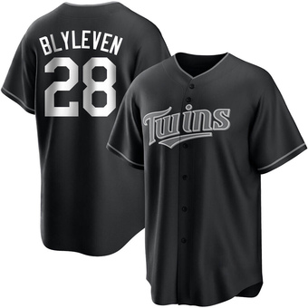 Men's Bert Blyleven Minnesota Black/White Replica Baseball Jersey (Unsigned No Brands/Logos)