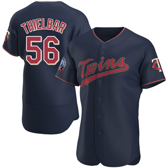 Men's Caleb Thielbar Minnesota Navy Authentic Alternate 60th Season Team Baseball Jersey (Unsigned No Brands/Logos)