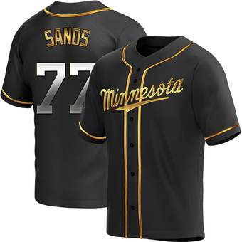 Men's Cole Sands Minnesota Black Golden Replica Alternate Baseball Jersey (Unsigned No Brands/Logos)
