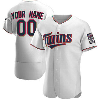 Men's Custom Minnesota White Authentic Home Baseball Jersey (Unsigned No Brands/Logos)