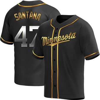 Men's Dennis Santana Minnesota Black Golden Replica Alternate Baseball Jersey (Unsigned No Brands/Logos)