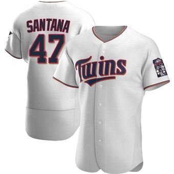 Men's Dennis Santana Minnesota White Authentic Home Baseball Jersey (Unsigned No Brands/Logos)