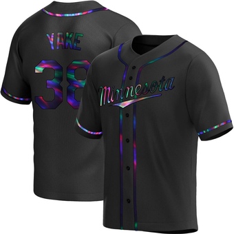 Men's Ernie Yake Minnesota Black Holographic Replica Alternate Baseball Jersey (Unsigned No Brands/Logos)