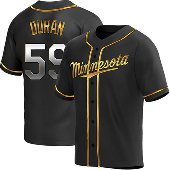 Men's Jhoan Duran Minnesota Black Golden Replica Alternate Baseball Jersey (Unsigned No Brands/Logos)