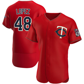 Men's Jorge Lopez Minnesota Red Authentic Alternate Baseball Jersey (Unsigned No Brands/Logos)