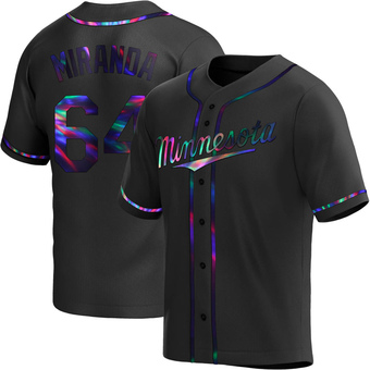 Men's Jose Miranda Minnesota Black Holographic Replica Alternate Baseball Jersey (Unsigned No Brands/Logos)