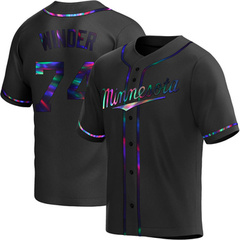 Men's Josh Winder Minnesota Black Holographic Replica Alternate Baseball Jersey (Unsigned No Brands/Logos)