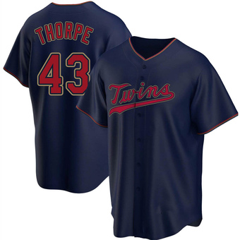 Men's Lewis Thorpe Minnesota Navy Replica Alternate Baseball Jersey (Unsigned No Brands/Logos)