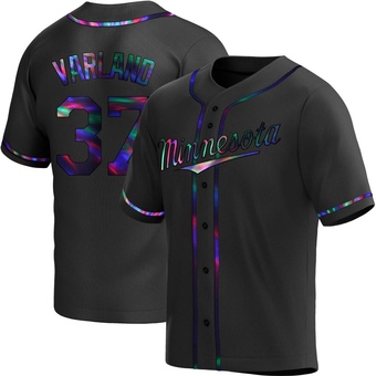 Men's Louie Varland Minnesota Black Holographic Replica Alternate Baseball Jersey (Unsigned No Brands/Logos)