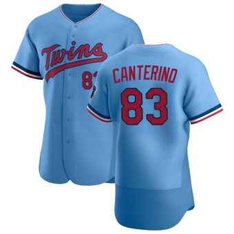 Men's Matt Canterino Minnesota Light Blue Authentic Alternate Baseball Jersey (Unsigned No Brands/Logos)