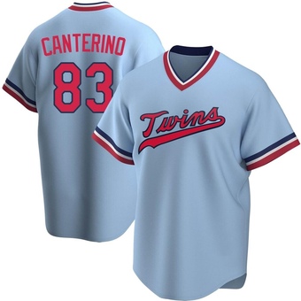 Men's Matt Canterino Minnesota Light Blue Replica Road Cooperstown Collection Baseball Jersey (Unsigned No Brands/Logos)