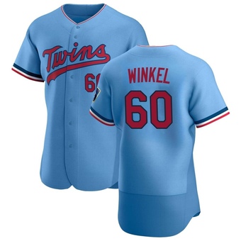 Men's Pat Winkel Minnesota Light Blue Authentic Alternate Baseball Jersey (Unsigned No Brands/Logos)