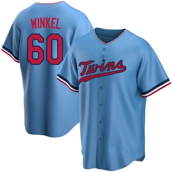 Men's Pat Winkel Minnesota Light Blue Replica Alternate Baseball Jersey (Unsigned No Brands/Logos)