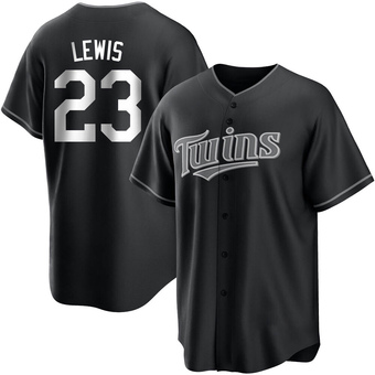 Men's Royce Lewis Minnesota Black/White Replica Baseball Jersey (Unsigned No Brands/Logos)