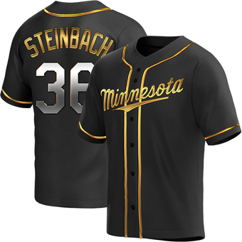 Men's Terry Steinbach Minnesota Black Golden Replica Alternate Baseball Jersey (Unsigned No Brands/Logos)