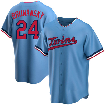 Men's Tom Brunansky Minnesota Light Blue Replica Alternate Baseball Jersey (Unsigned No Brands/Logos)
