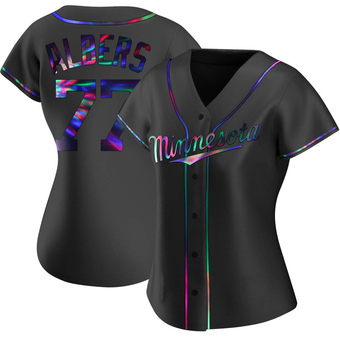 Women's Andrew Albers Minnesota Black Holographic Replica Alternate Baseball Jersey (Unsigned No Brands/Logos)