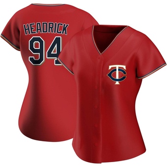 Women's Brent Headrick Minnesota Red Replica Alternate Baseball Jersey (Unsigned No Brands/Logos)