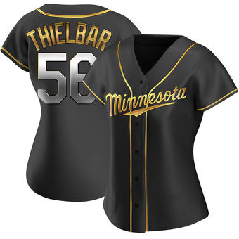Women's Caleb Thielbar Minnesota Black Golden Replica Alternate Baseball Jersey (Unsigned No Brands/Logos)