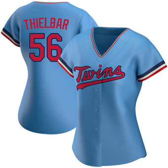 Women's Caleb Thielbar Minnesota Light Blue Authentic Alternate Baseball Jersey (Unsigned No Brands/Logos)