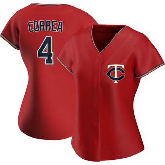 Women's Carlos Correa Minnesota Red Authentic Alternate Baseball Jersey (Unsigned No Brands/Logos)