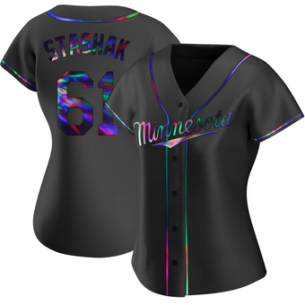 Women's Cody Stashak Minnesota Black Holographic Replica Alternate Baseball Jersey (Unsigned No Brands/Logos)