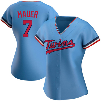 Women's Joe Mauer Minnesota Light Blue Authentic Alternate Baseball Jersey (Unsigned No Brands/Logos)
