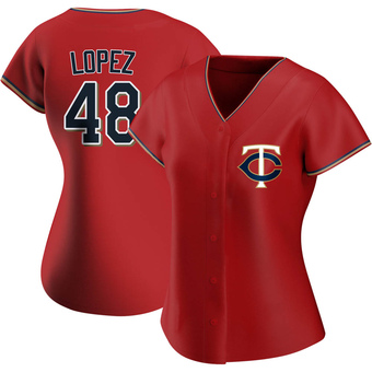 Women's Jorge Lopez Minnesota Red Authentic Alternate Baseball Jersey (Unsigned No Brands/Logos)
