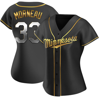 Women's Justin Morneau Minnesota Black Golden Replica Alternate Baseball Jersey (Unsigned No Brands/Logos)
