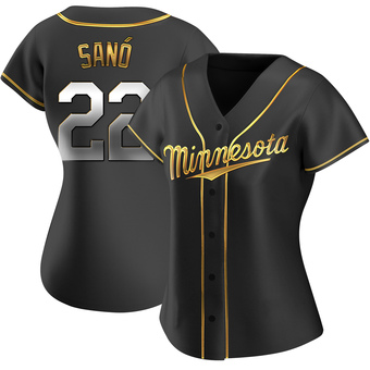 Women's Miguel Sano Minnesota Black Golden Replica Alternate Baseball Jersey (Unsigned No Brands/Logos)
