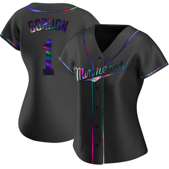 Women's Nick Gordon Minnesota Black Holographic Replica Alternate Baseball Jersey (Unsigned No Brands/Logos)