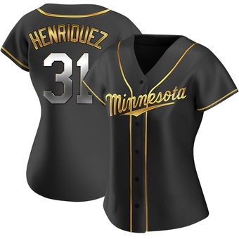 Women's Ronny Henriquez Minnesota Black Golden Replica Alternate Baseball Jersey (Unsigned No Brands/Logos)