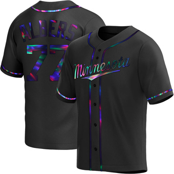 Youth Andrew Albers Minnesota Black Holographic Replica Alternate Baseball Jersey (Unsigned No Brands/Logos)