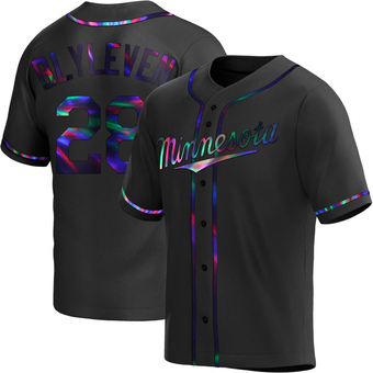 Youth Bert Blyleven Minnesota Black Holographic Replica Alternate Baseball Jersey (Unsigned No Brands/Logos)