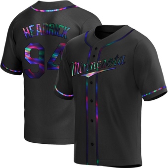 Youth Brent Headrick Minnesota Black Holographic Replica Alternate Baseball Jersey (Unsigned No Brands/Logos)