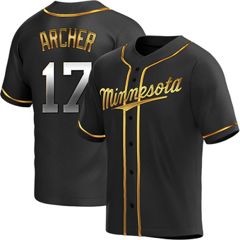 Youth Chris Archer Minnesota Black Golden Replica Alternate Baseball Jersey (Unsigned No Brands/Logos)