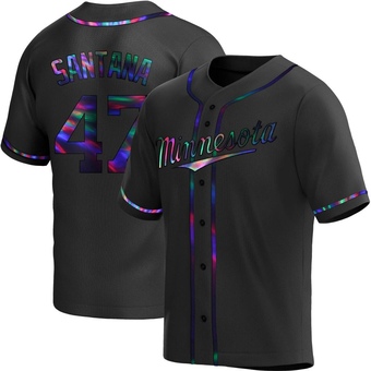 Youth Dennis Santana Minnesota Black Holographic Replica Alternate Baseball Jersey (Unsigned No Brands/Logos)