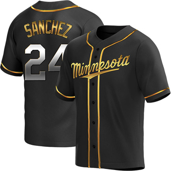 Youth Gary Sanchez Minnesota Black Golden Replica Alternate Baseball Jersey (Unsigned No Brands/Logos)