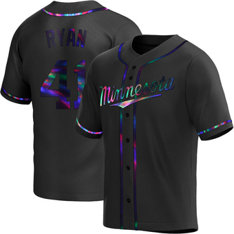 Youth Joe Ryan Minnesota Black Holographic Replica Alternate Baseball Jersey (Unsigned No Brands/Logos)