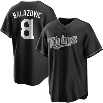 Youth Jordan Balazovic Minnesota Black/White Replica Baseball Jersey (Unsigned No Brands/Logos)