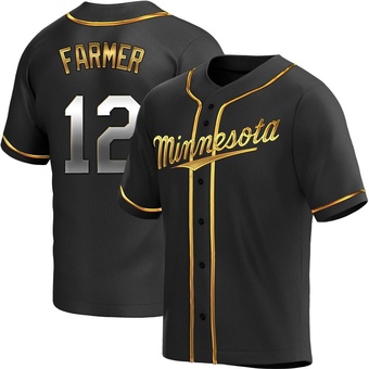 Youth Kyle Farmer Minnesota Black Golden Replica Alternate Baseball Jersey (Unsigned No Brands/Logos)