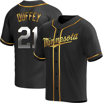 Youth Tyler Duffey Minnesota Black Golden Replica Alternate Baseball Jersey (Unsigned No Brands/Logos)